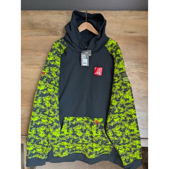 Ariat FR DuraStretch Patroit Hoodie Mens 2XL Tall Green Black Long Sleeve NWT